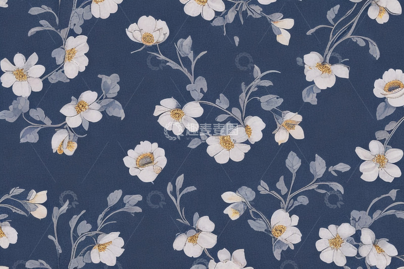 高清大图下载【趣麦麦图】蓝调清新花卉图案特写
