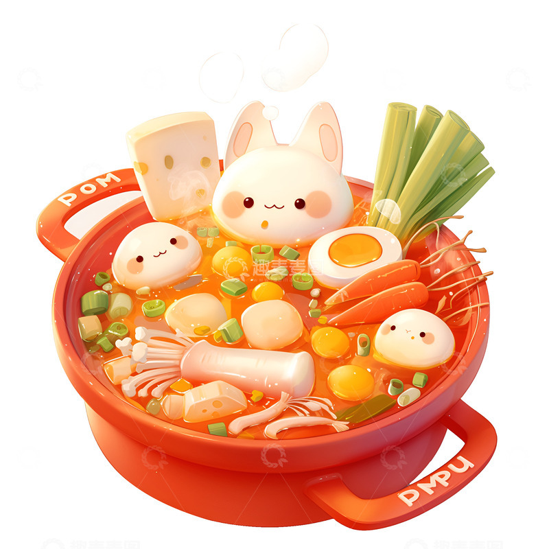 高清大图下载【趣麦麦图】卡通简约美味的火锅