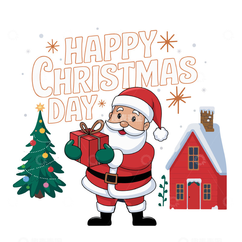 高清大图下载【趣麦麦图】圣诞节老人送礼物