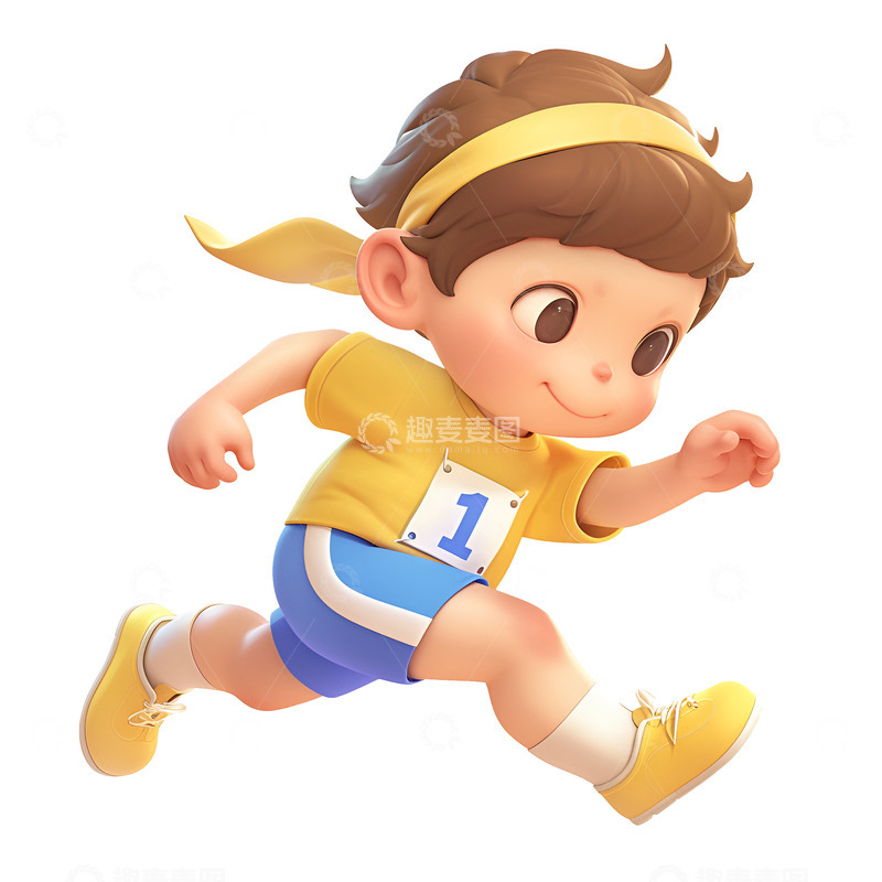 高清大图下载【趣麦麦图】卡通简约赛跑的小孩