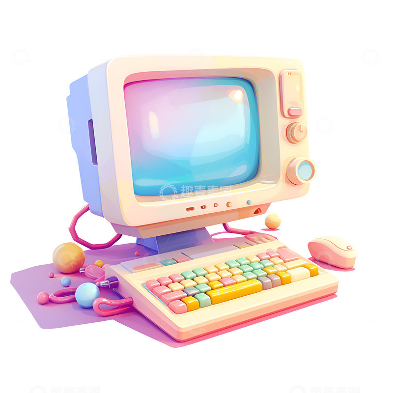 高清大图下载【趣麦麦图】卡通简约一个电脑