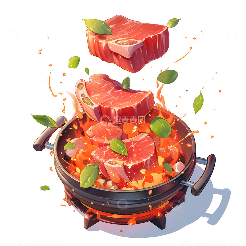 高清大图下载【趣麦麦图】卡通简约香煎牛排
