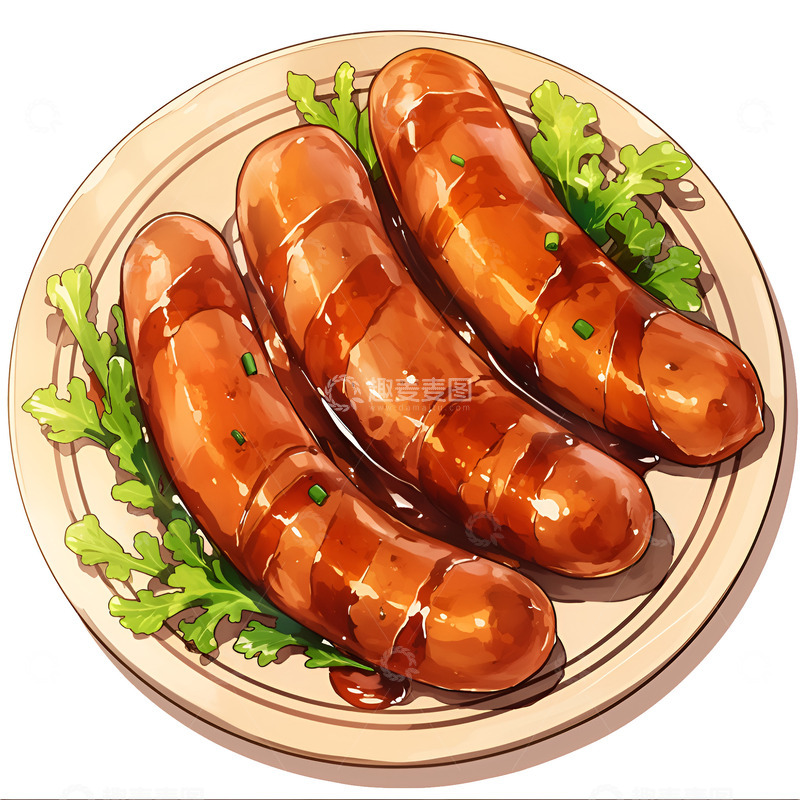 高清大图下载【趣麦麦图】卡通简约美味的烤肠