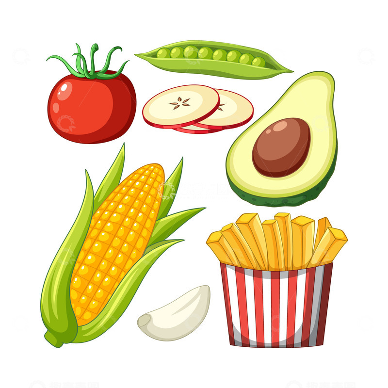 源文件下载【趣麦麦图】多彩丰富蔬果集合