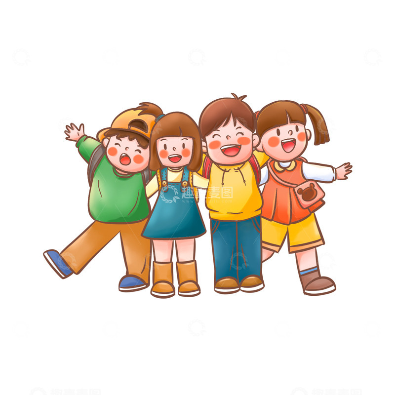 源文件下载【趣麦麦图】卡通儿童学生元素插画