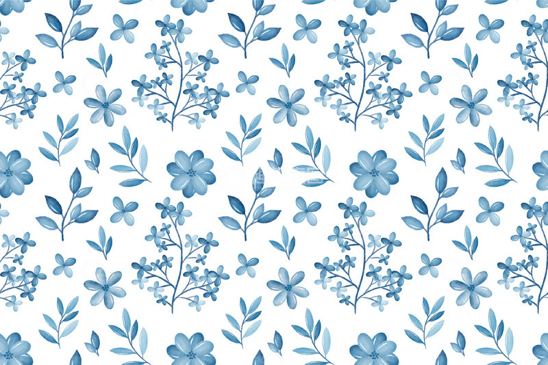 源文件下载【趣麦麦图】水彩风格自然对称植物图案