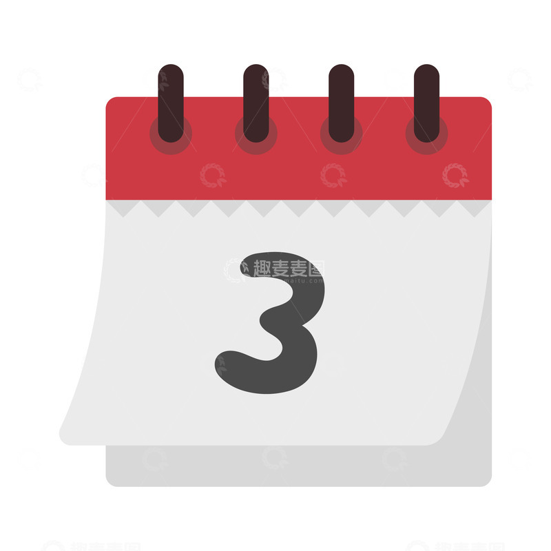 源文件下载【趣麦麦图】红白螺旋笔尖标注3号日历