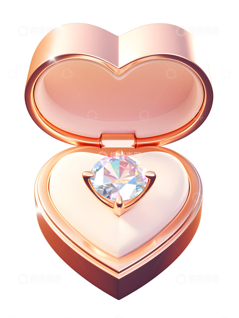 高清大图下载【趣麦麦图】粉色卡通可爱的钻戒情人节爱心