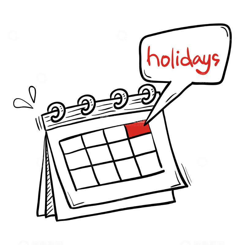 源文件下载【趣麦麦图】手绘风格假期日历