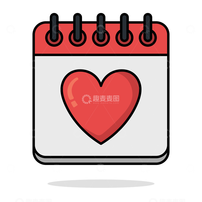 源文件下载【趣麦麦图】红色立体心形日历