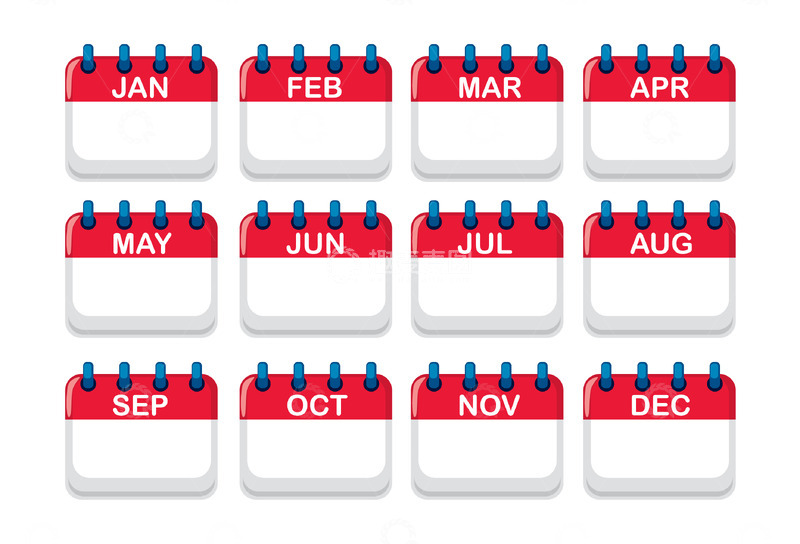 源文件下载【趣麦麦图】十二月份红色背景日历图标