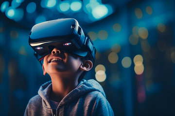 带着VR眼镜的孩子