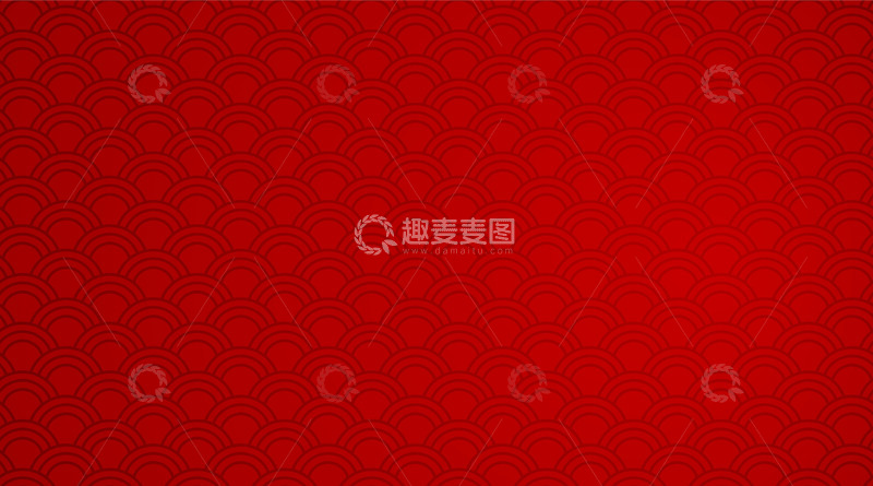 源文件下载【趣麦麦图】红色背景下的对称波浪圆圈图案