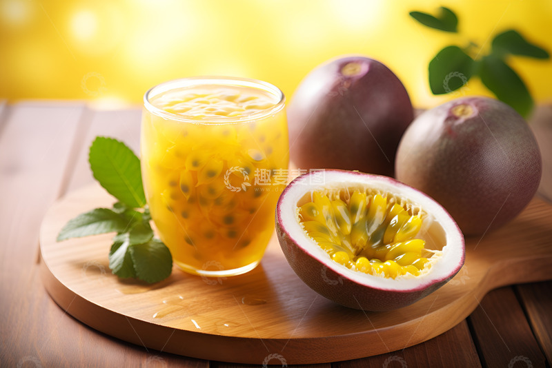 高清大图下载【趣麦麦图】百香果汁和百香果
