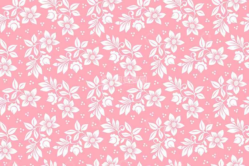 源文件下载【趣麦麦图】白色花卉对称无缝图案设计