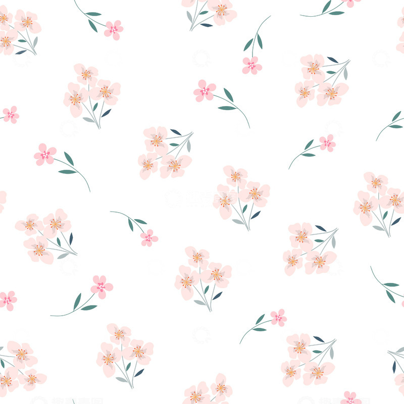 源文件下载【趣麦麦图】小花绿叶无缝装饰图案