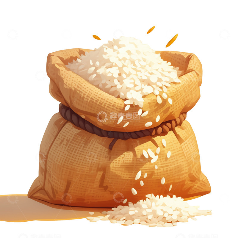 高清大图下载【趣麦麦图】卡通简约一袋子大米