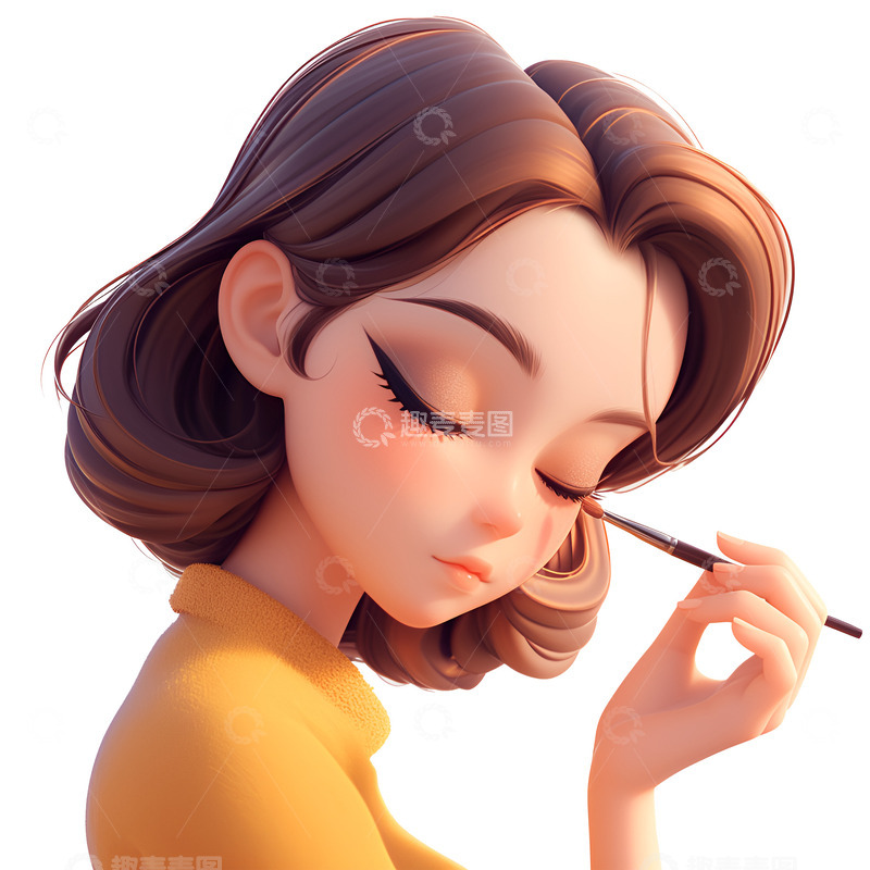 高清大图下载【趣麦麦图】卡通简约化妆的女孩