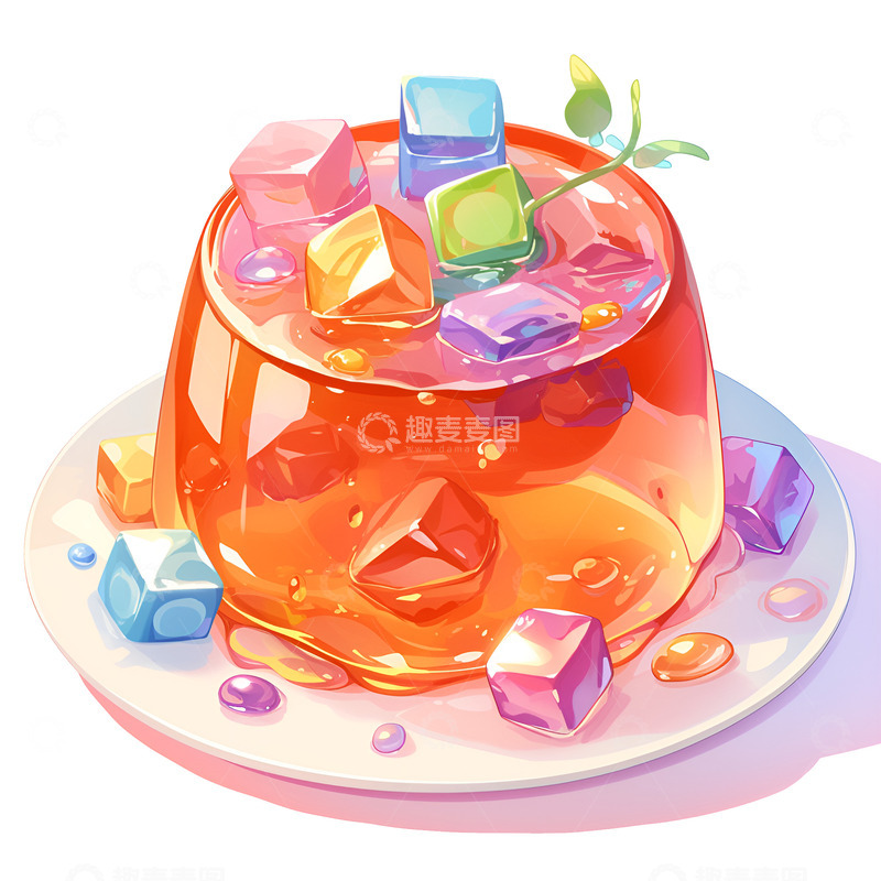 高清大图下载【趣麦麦图】卡通简约水晶果冻