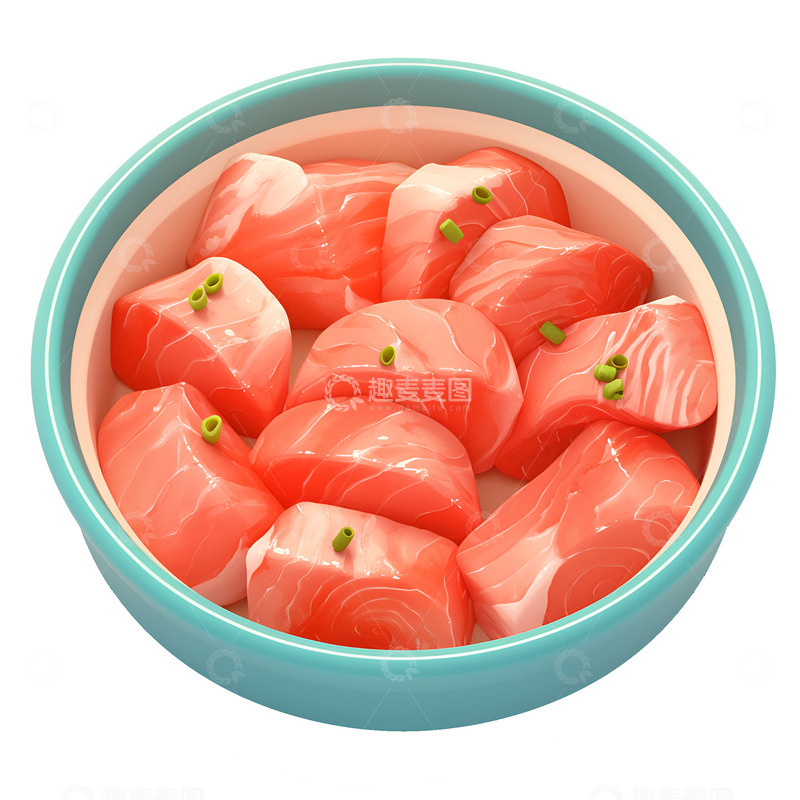 高清大图下载【趣麦麦图】卡通简约一碗三文鱼肉