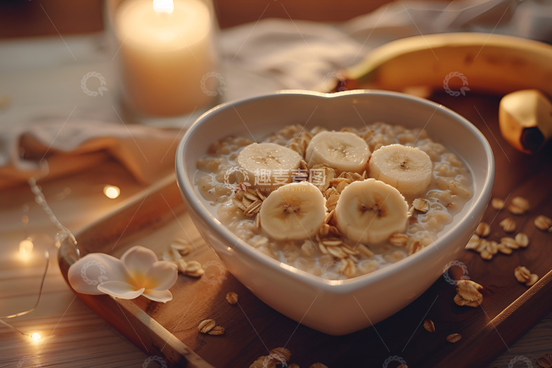 高清大图下载【趣麦麦图】香蕉燕麦牛奶粥