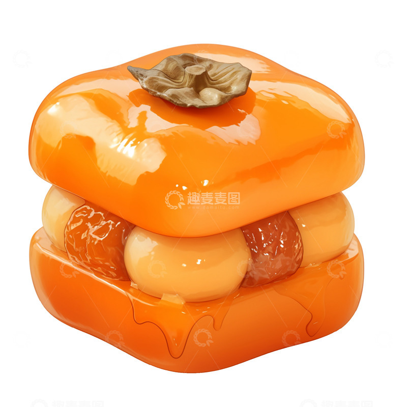 高清大图下载【趣麦麦图】卡通简约柿子夹蜜枣