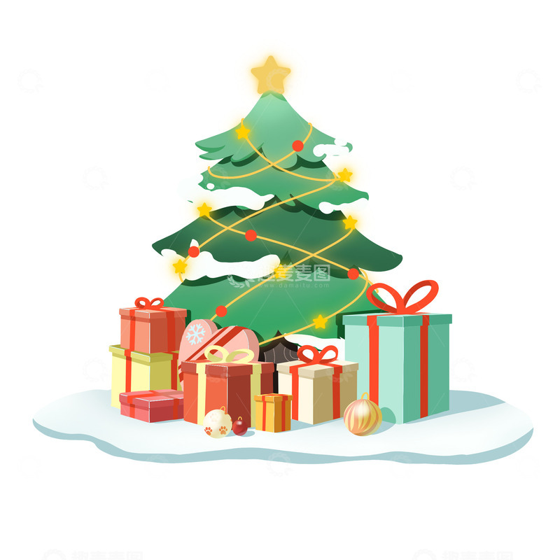 源文件下载【趣麦麦图】圣诞树元素卡通