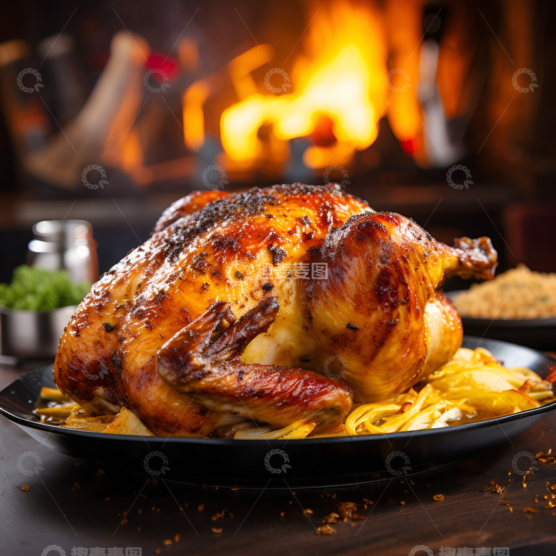 高清大图下载【趣麦麦图】美味多汁的烤鸡