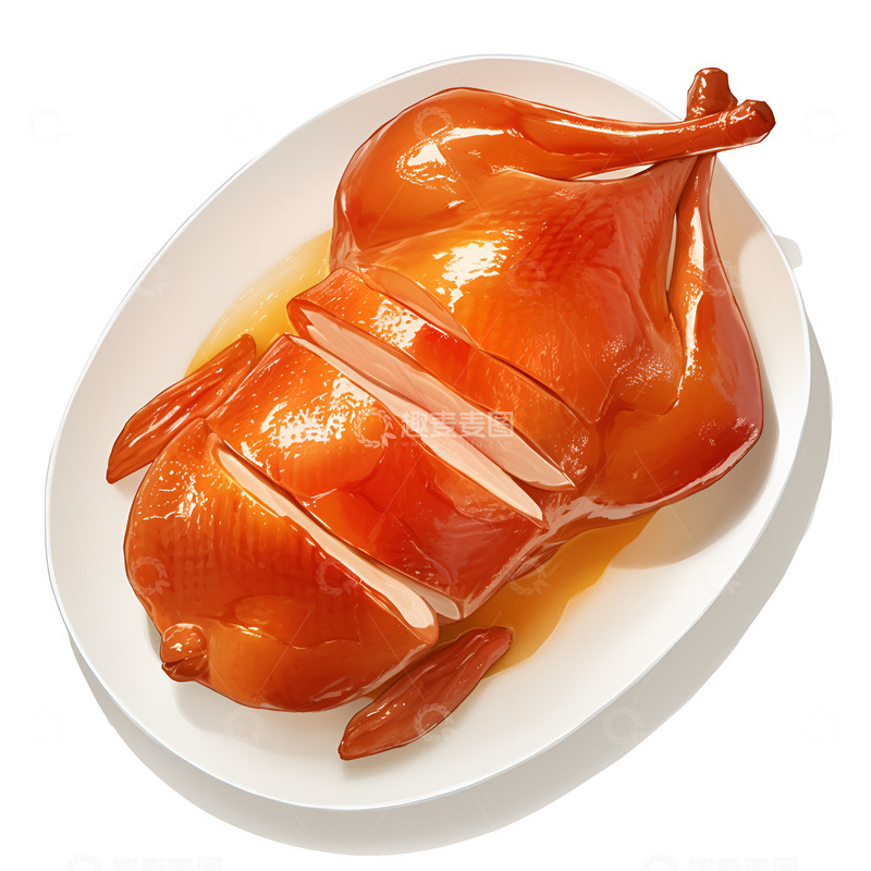 高清大图下载【趣麦麦图】卡通简约一盘烤鸡