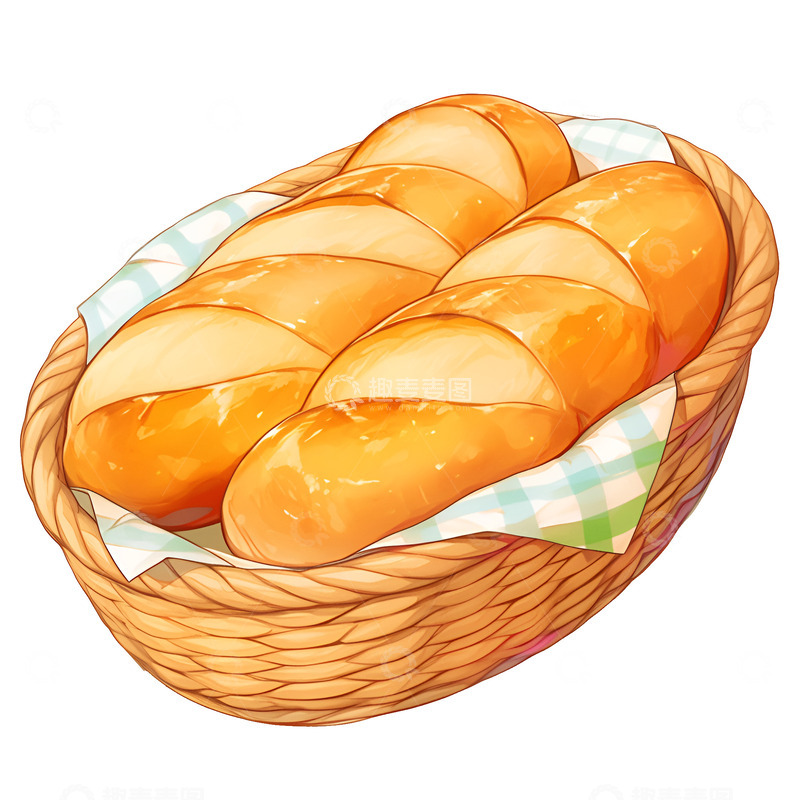 高清大图下载【趣麦麦图】卡通简约一篮子面包