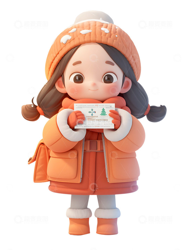 高清大图下载【趣麦麦图】-卡通拿着车票的小孩子