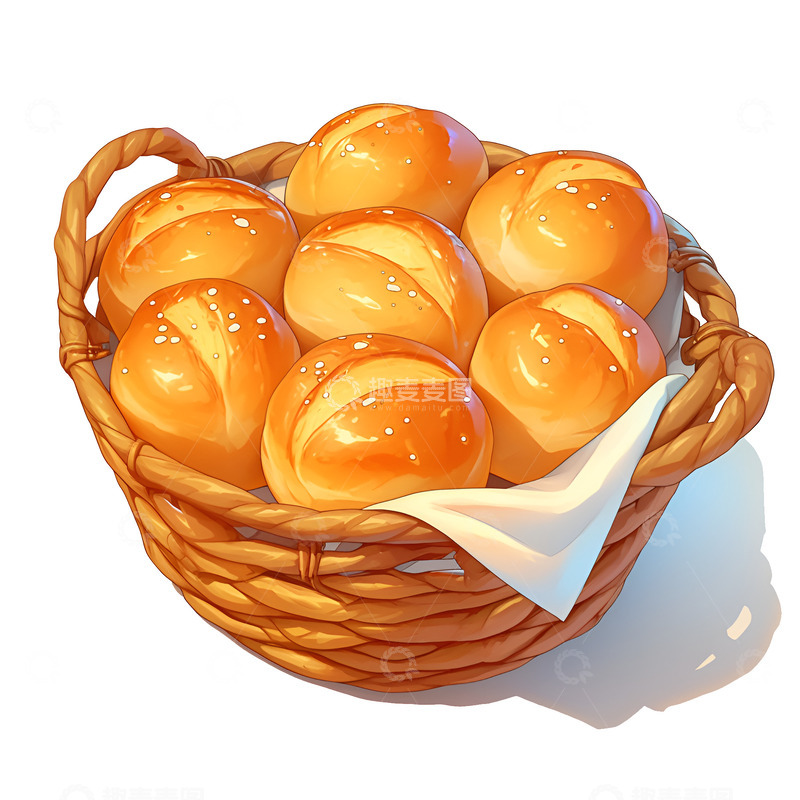 高清大图下载【趣麦麦图】卡通一篮子面包