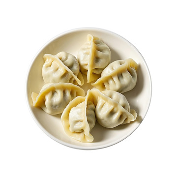 一盘饺子俯拍正视图