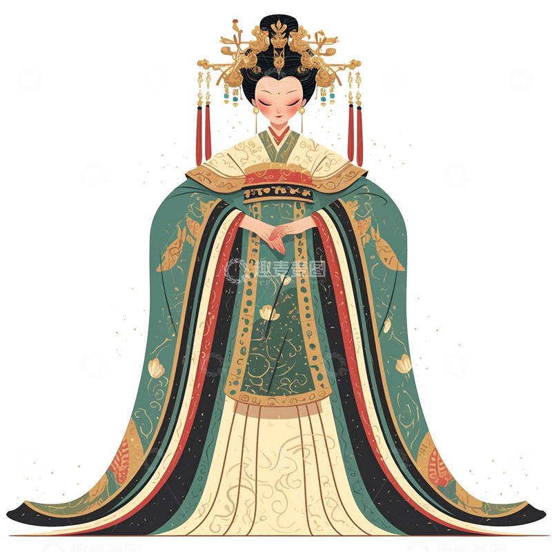 高清大图下载【趣麦麦图】卡通古代娘娘