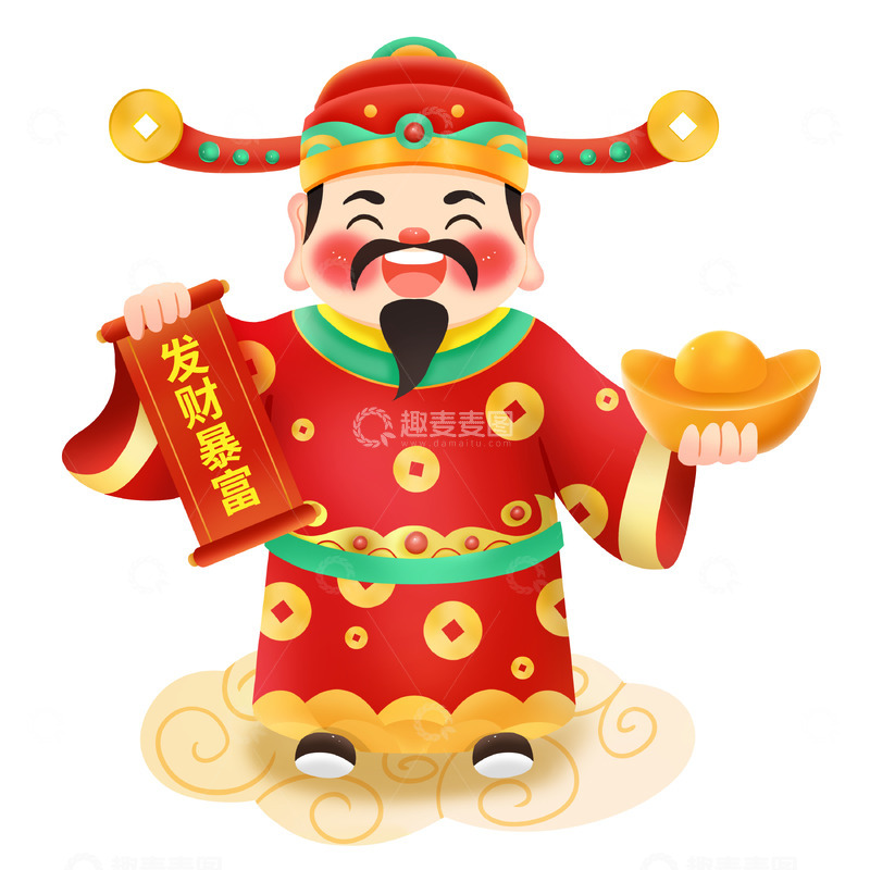 源文件下载【趣麦麦图】新年门神财神