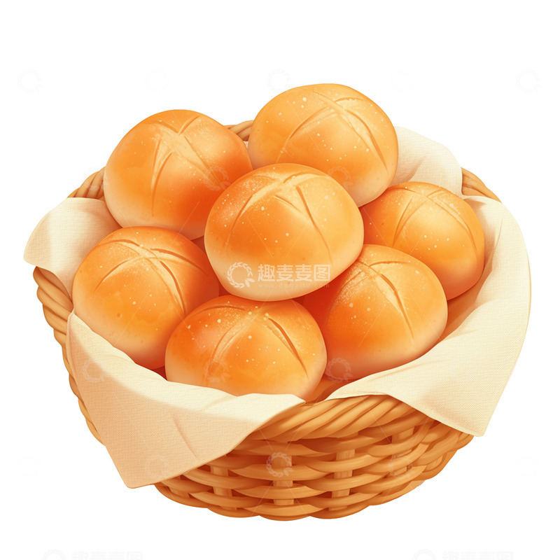 高清大图下载【趣麦麦图】卡通简约一筐子面包