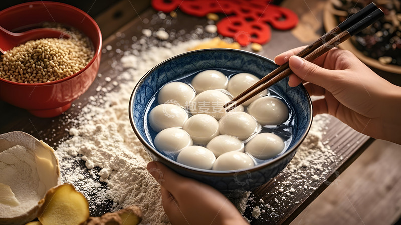 高清大图下载【趣麦麦图】汤圆的中式传统节庆甜品美食摄影