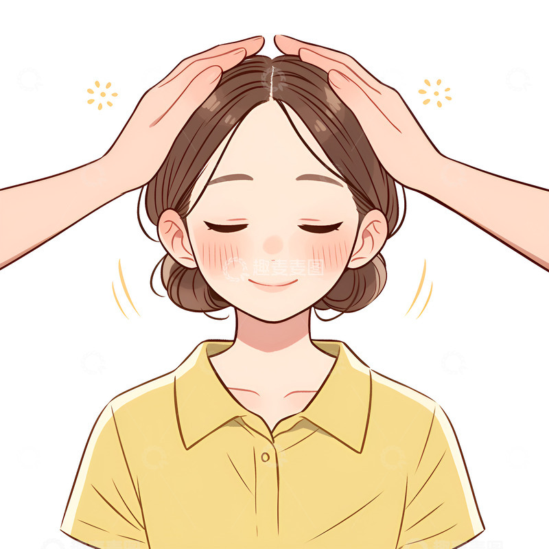 高清大图下载【趣麦麦图】卡通简约按摩头部