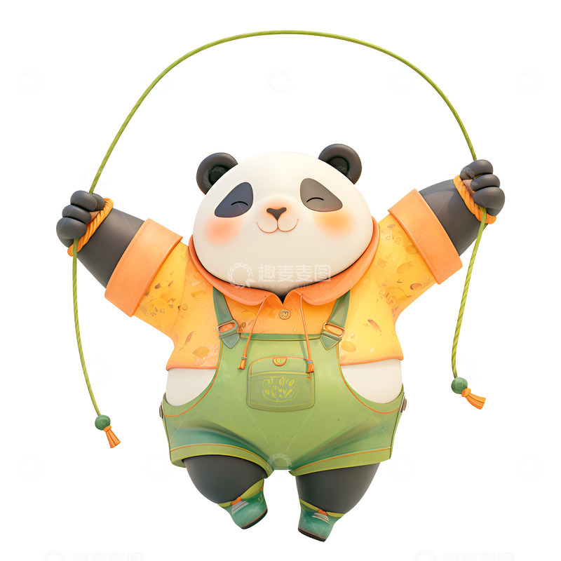 高清大图下载【趣麦麦图】卡通简约玩花绳的大熊猫