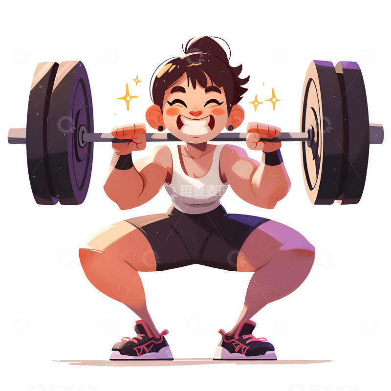 高清大图下载【趣麦麦图】卡通简约一个举重运动员