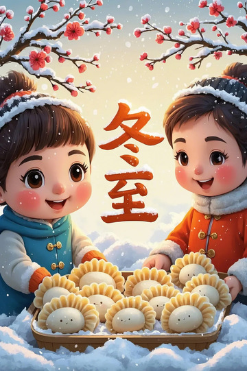 冬至腊梅女孩饺子