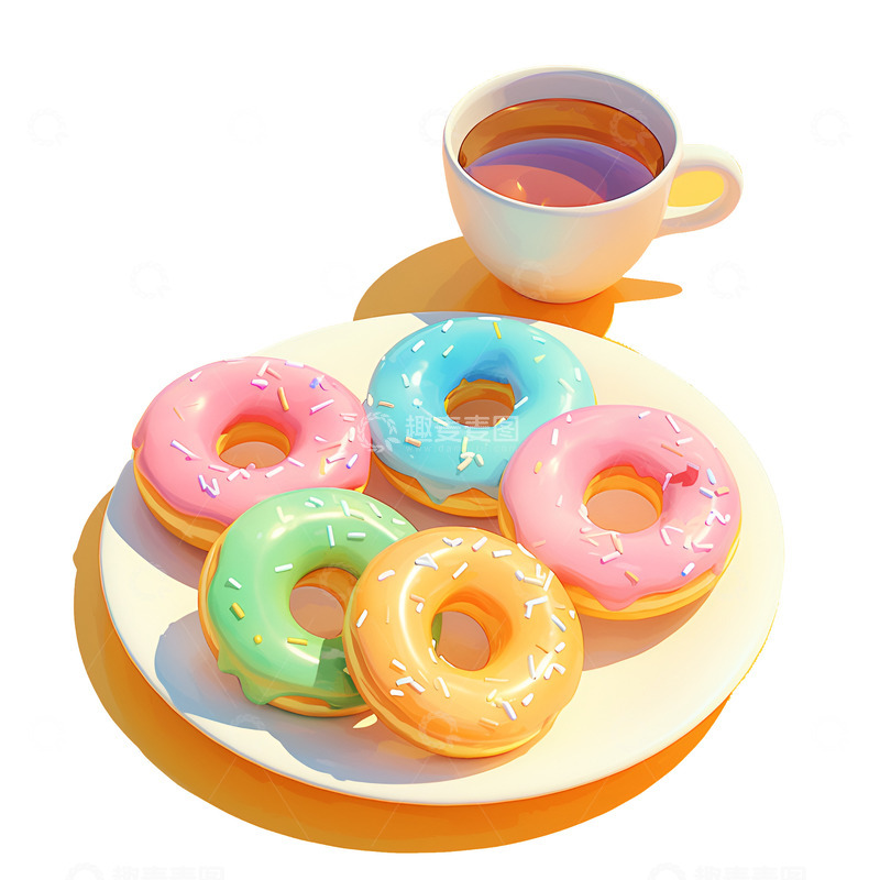 高清大图下载【趣麦麦图】卡通简约一盘甜甜圈