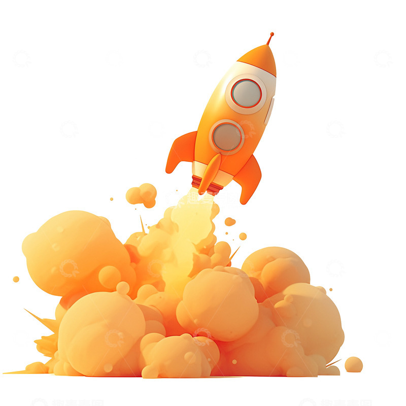 高清大图下载【趣麦麦图】卡通发射的火箭
