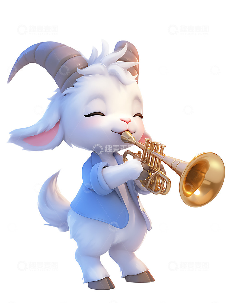 高清大图下载【趣麦麦图】小羊吹小号乐器