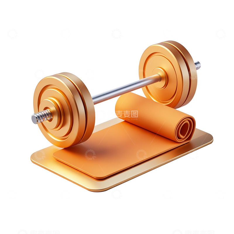 高清大图下载【趣麦麦图】立体3d杠铃瑜伽垫图标素材