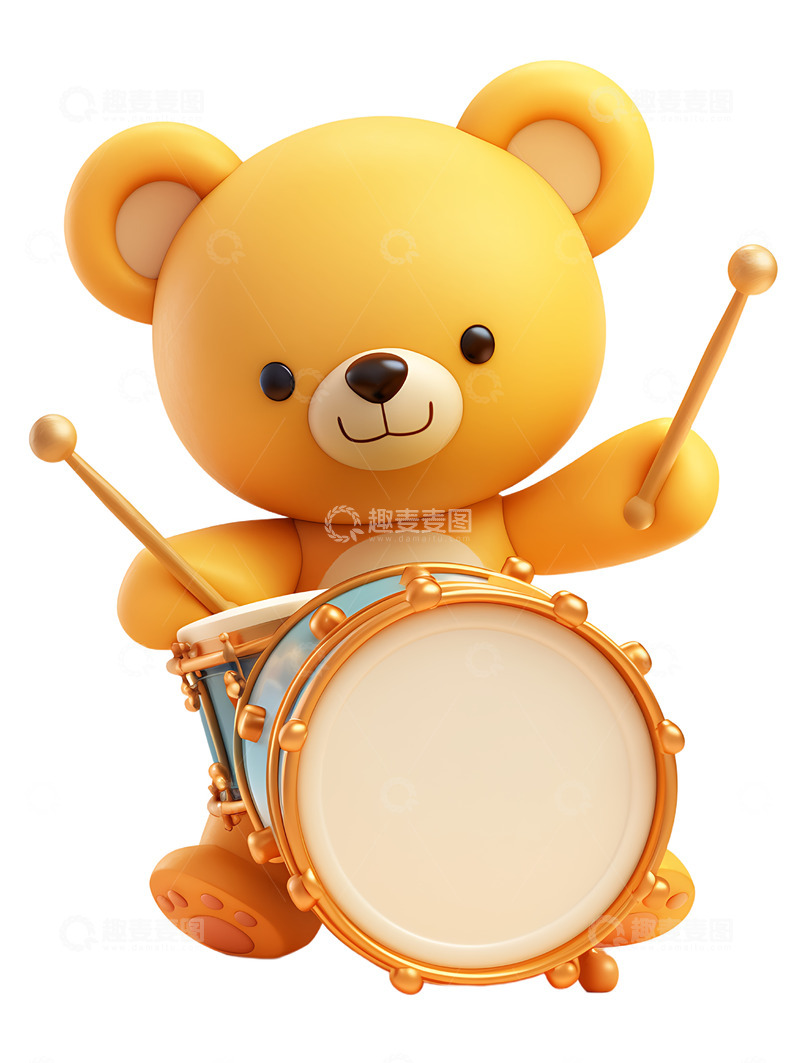 高清大图下载【趣麦麦图】小熊打鼓卡通音乐