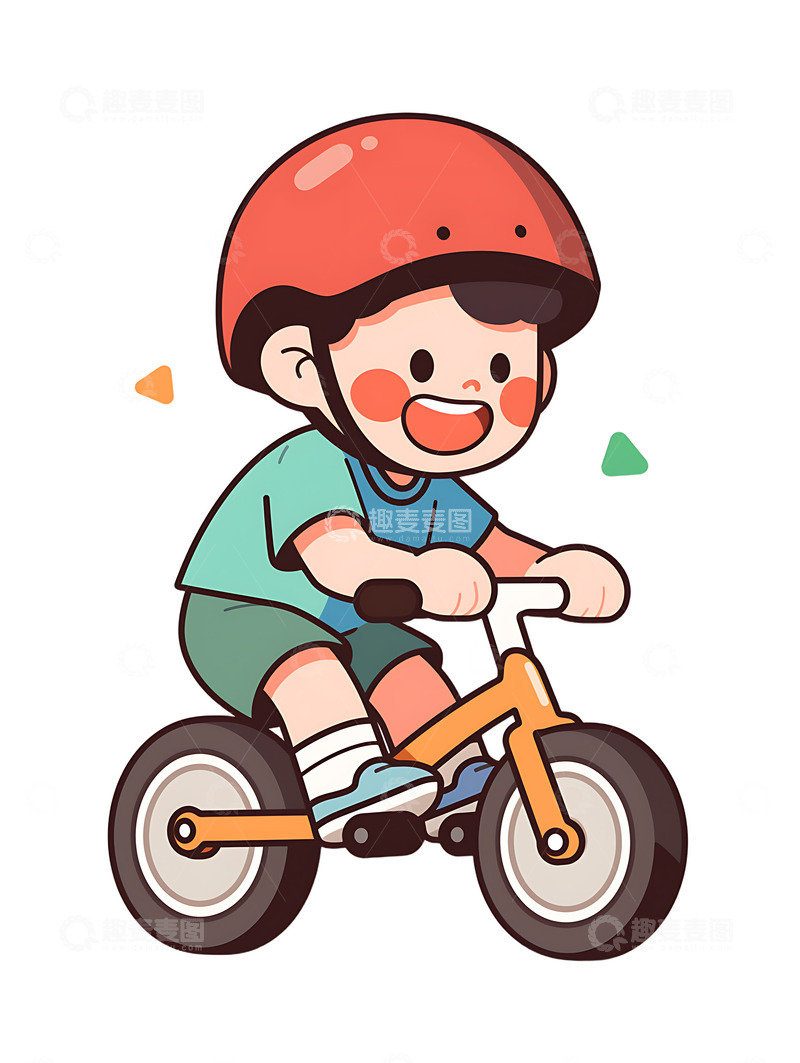 高清大图下载【趣麦麦图】骑自行车的小孩子可爱