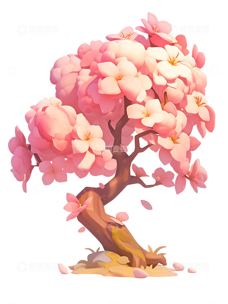 高清大图下载【趣麦麦图】卡通樱花树树木