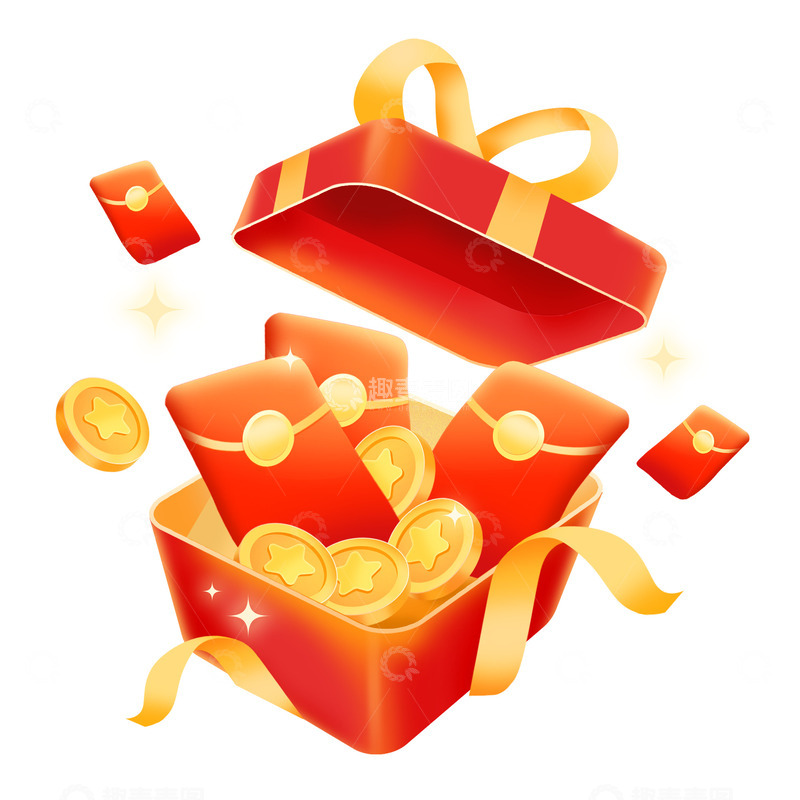 源文件下载【趣麦麦图】红色喜庆2025新春节日礼品盒子装饰元素