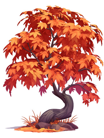可爱的枫树卡通大树